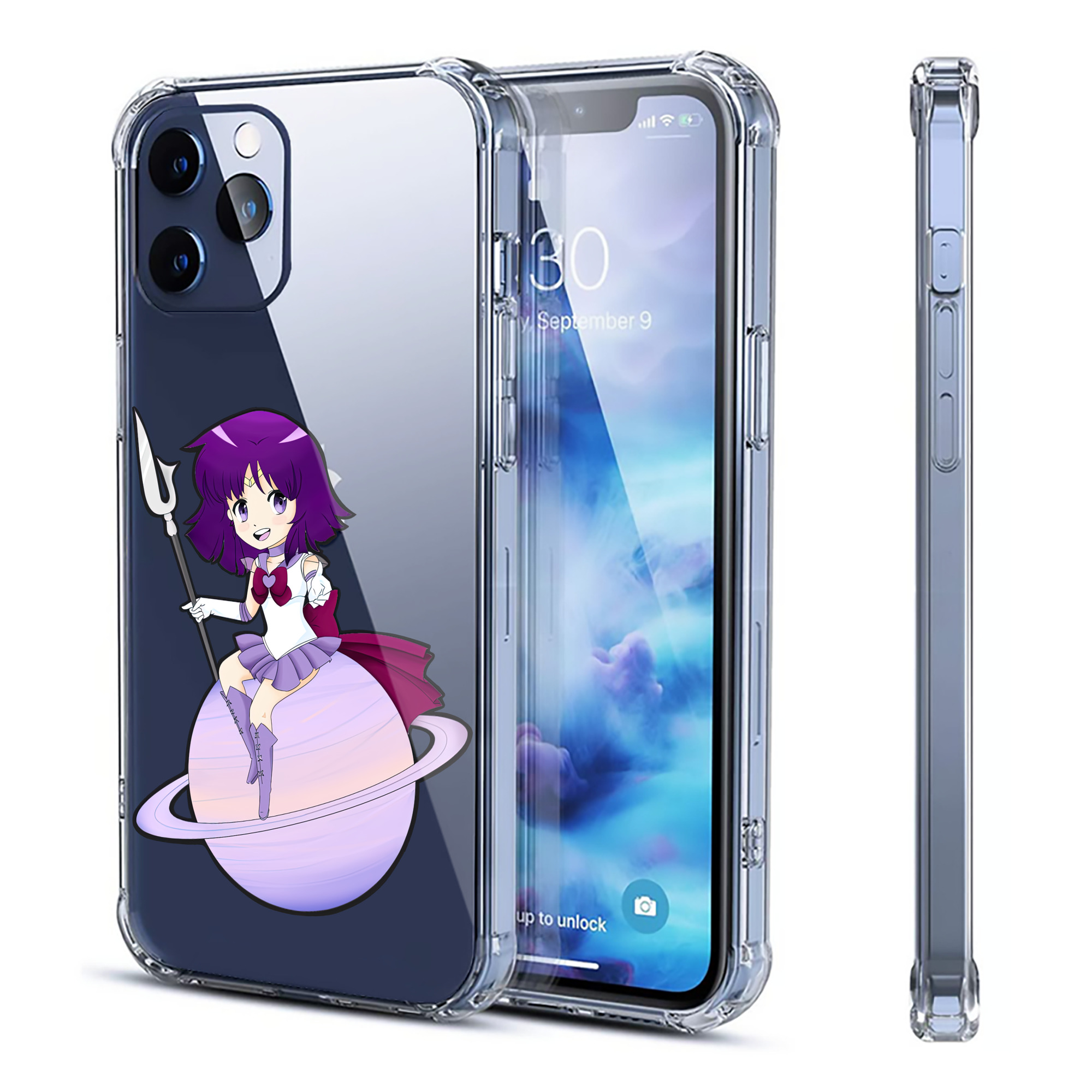 （画像用） 美少女戦士セーラームーン 土萠ほたる Sailor Moon Tomoe Hotaru （セーラーサターン；Sailor Saturn） 【iPhone 12シリーズ対応】透明スマホケース（クリアソフトケース）